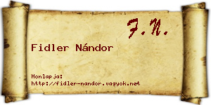 Fidler Nándor névjegykártya